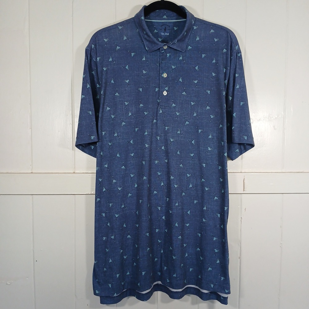 Johnnie-O Johnnie O Top Shelf Polo Shirt Mens XL Blue Margarita Cocktail Print